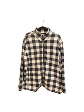 Plus Size Fleece Jacket Buffalo Check Black + White Size 4X